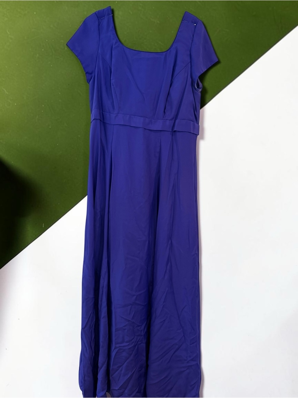 Vintage Handmade Purple Satin Maxi Dress 1X Square Neck Empire Waist